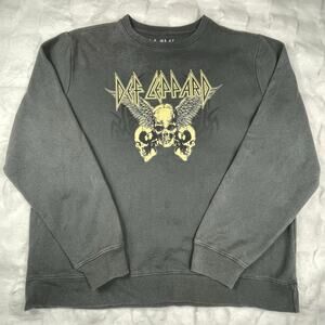 🔥Def Leppard Sun Faded Skull Wings Y2K Style Rock Music Pullover Sweatshirt